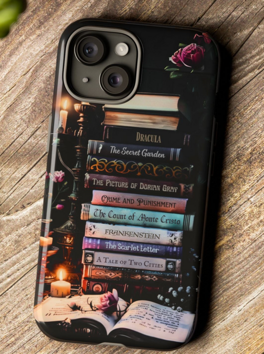 Midnight Manuscripts - Personalized Favorite Book Phone Case with Custom Bookshelf