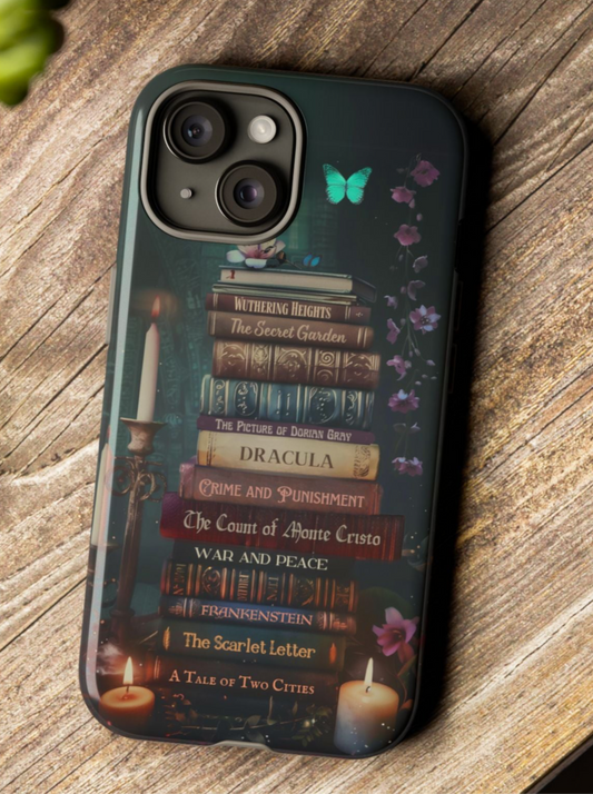 Books and Butterflies - Personalized Favorite Book Phone Case with Custom Bookshelf