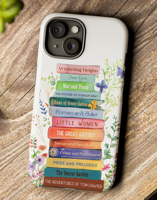 Cottage Library - Personalized Book Lover Phone Case with Custom Floral Bookshelf Design