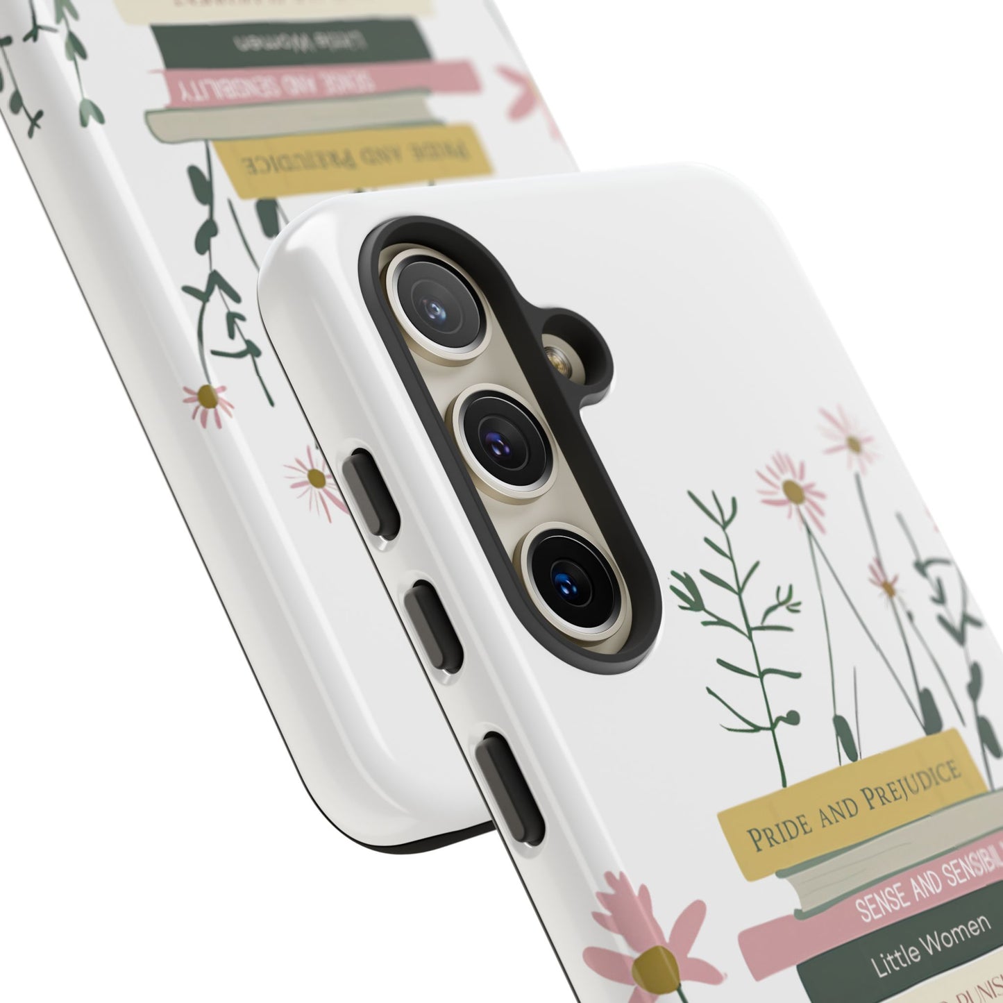 Bloom and Bound - Personalized Favorite Book Phone Case with Custom Floral Bookshelf