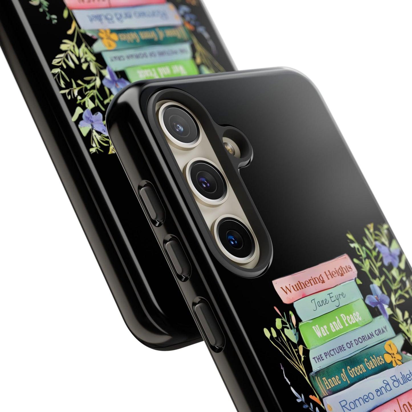 Dark Cottagecore - Personalized Favorite Book Phone Case with Custom Floral Bookshelf