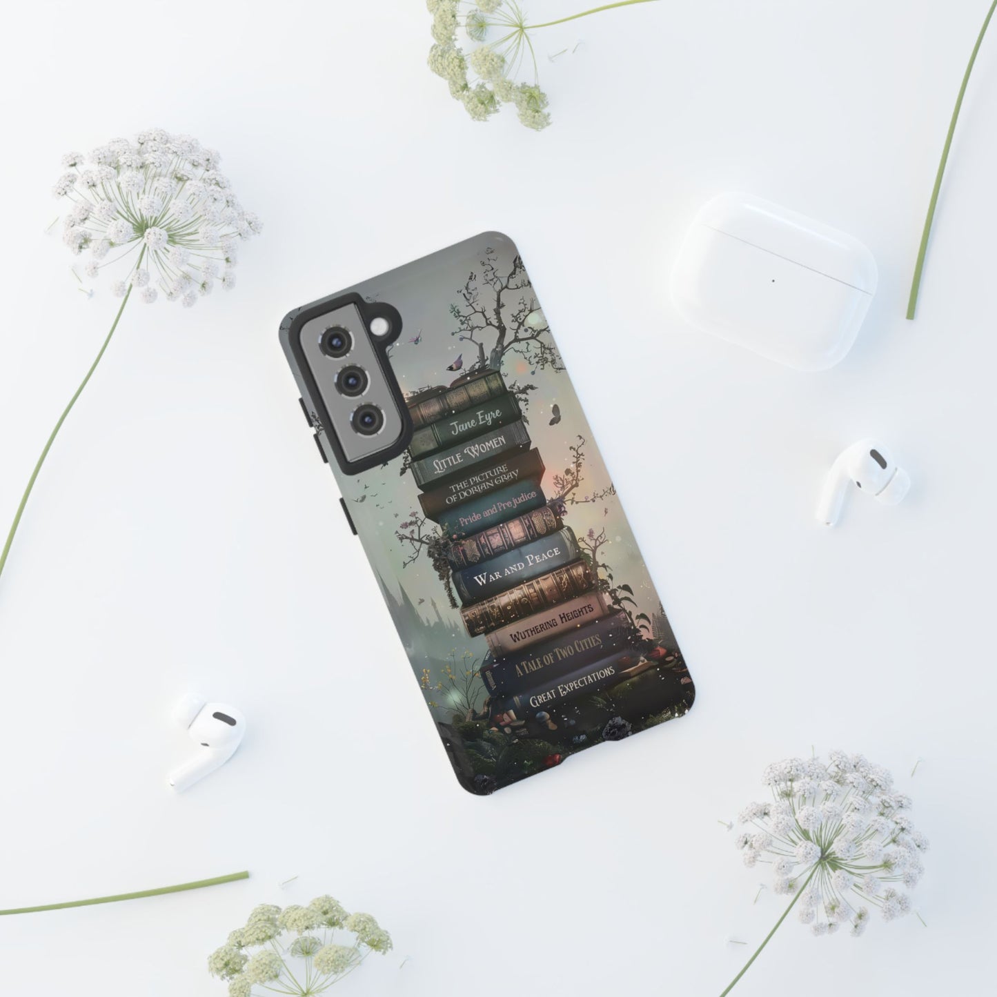 Mystic Teal - Custom Favorite Fantasy Book Phone Case with Personalized Bookshelf