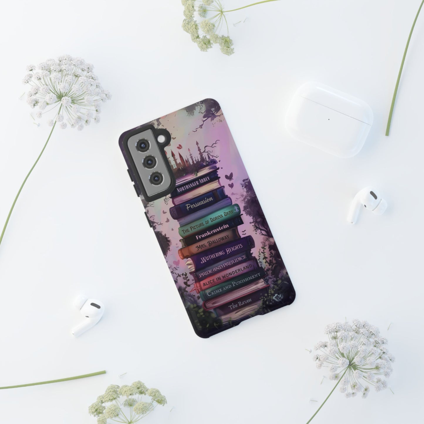 Purple Enchantment - Personalized Bookshelf Dark Fantasy Phone Case with Custom Bookshelf