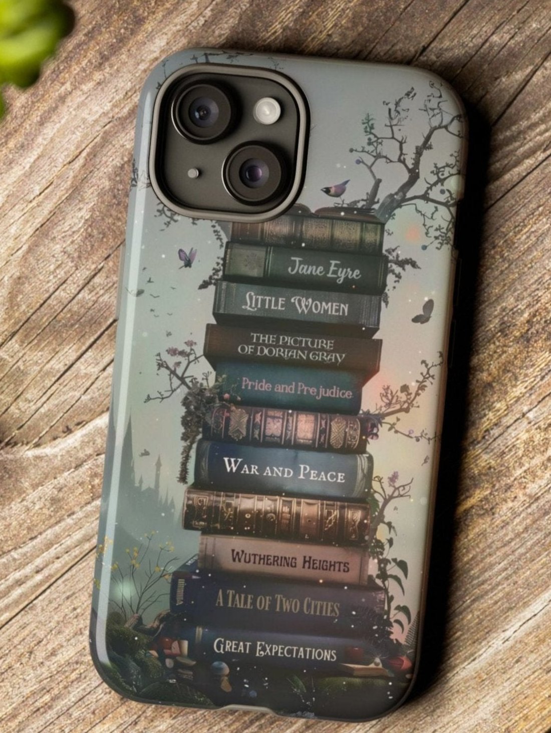 Mystic Teal - Custom Favorite Fantasy Book Phone Case with Personalized Bookshelf