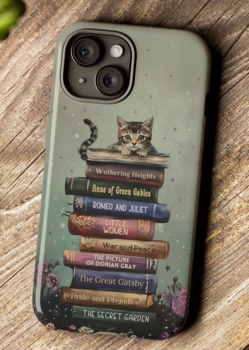 Kitten Chronicles – Personalisierte Lieblingsbuch-Telefonhülle mit individuellem Bücherregal