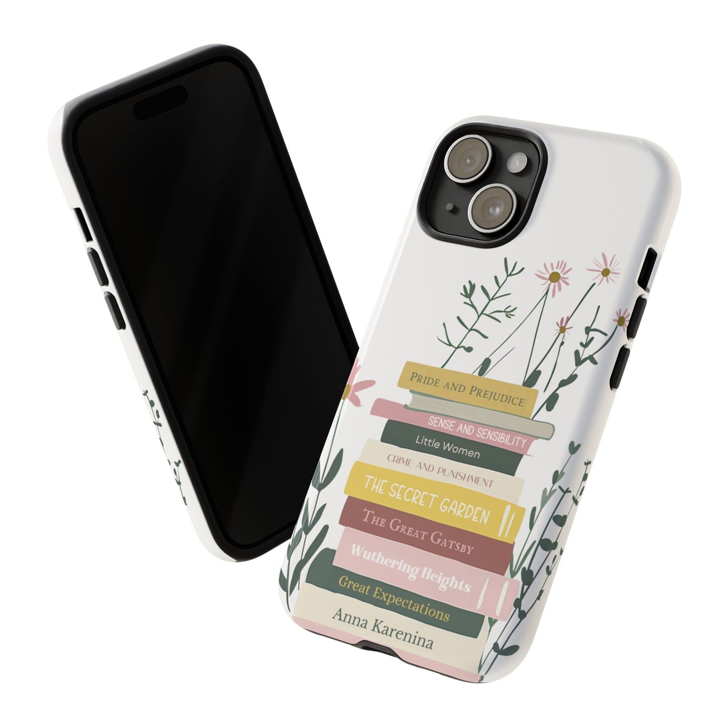 Bloom and Bound - Personalized Favorite Book Phone Case with Custom Floral Bookshelf