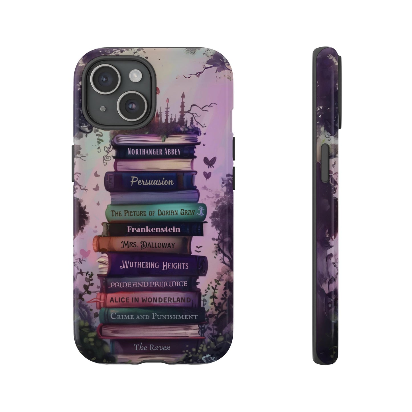 Purple Enchantment - Personalized Bookshelf Dark Fantasy Phone Case with Custom Bookshelf