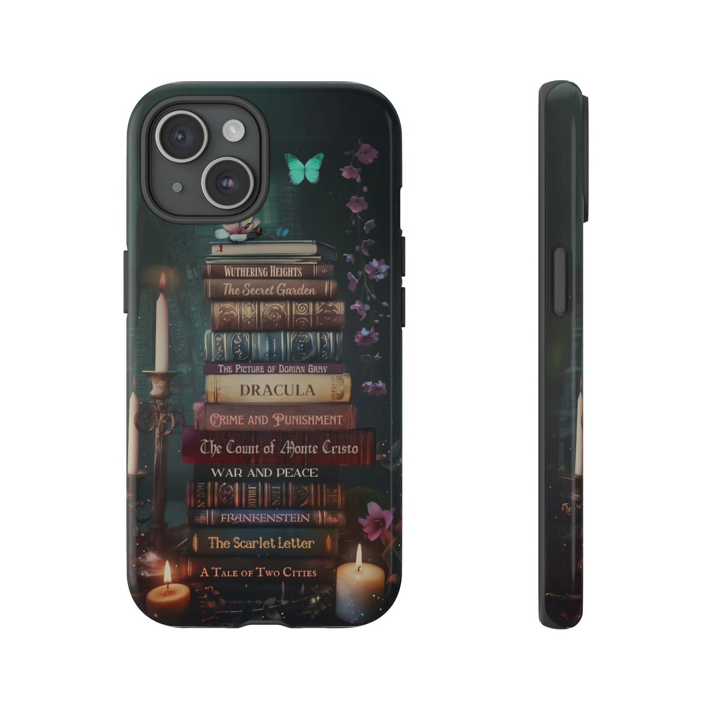 Books and Butterflies - Personalized Favorite Book Phone Case with Custom Bookshelf