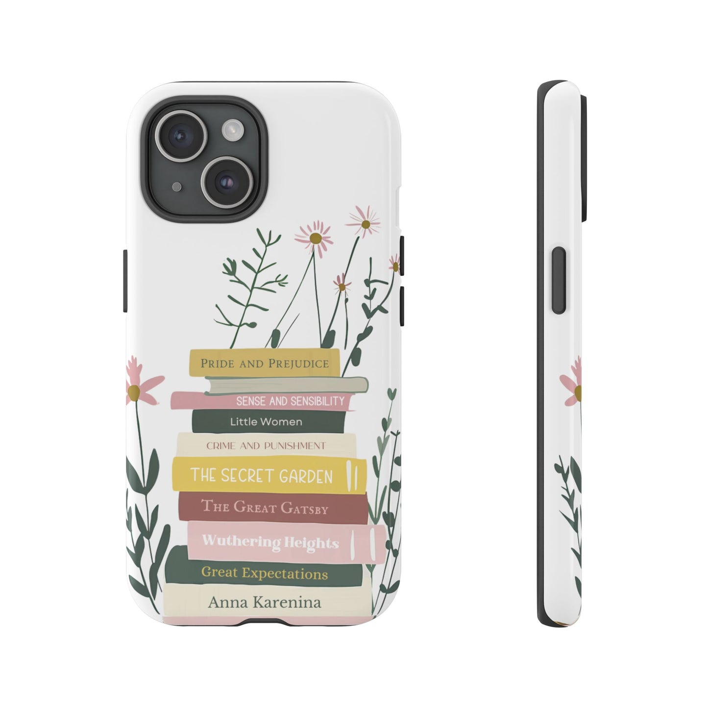 Bloom and Bound - Personalized Favorite Book Phone Case with Custom Floral Bookshelf