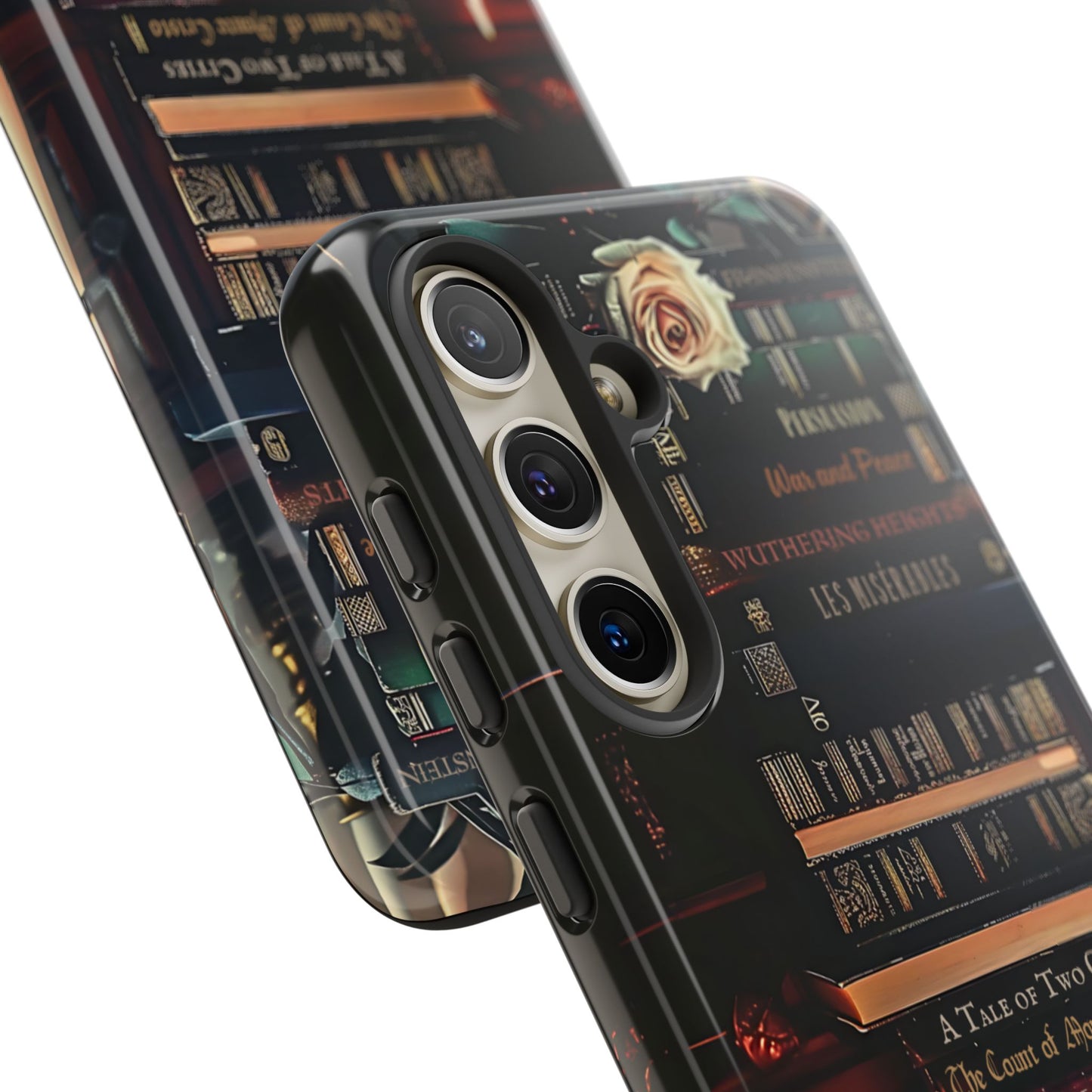 Nocturnal Study - Personalisierte Lieblingsbuch-Handyhülle für Pop Socket-Nutzung mit individuellem Bücherregal mit Dark Academia-Flair