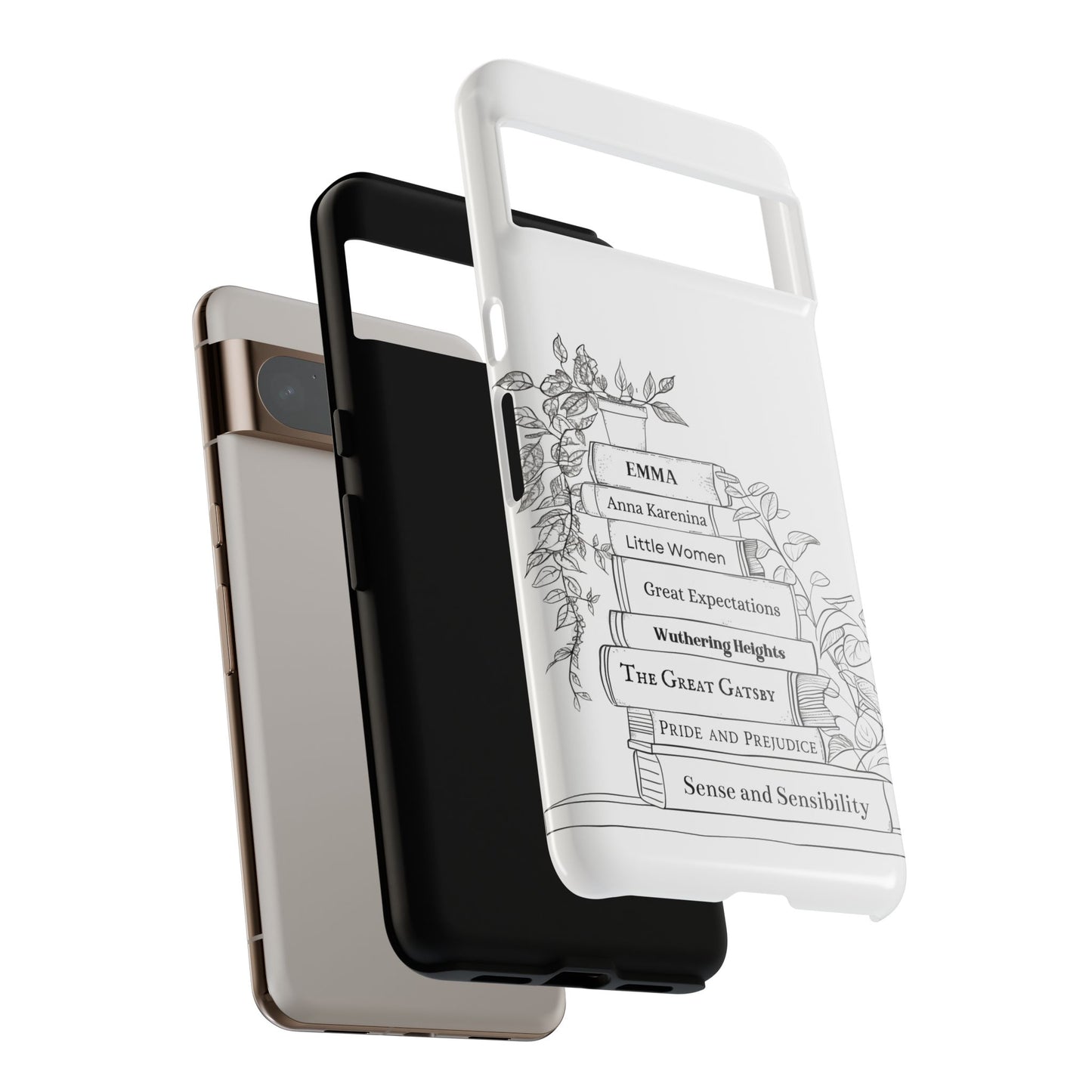 Plants and Classics - Personalized Favorite Book Plant Phone case with Minimal Custom Bookshelf