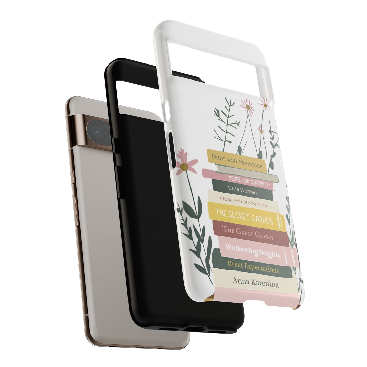 Bloom and Bound - Personalized Favorite Book Phone Case with Custom Floral Bookshelf